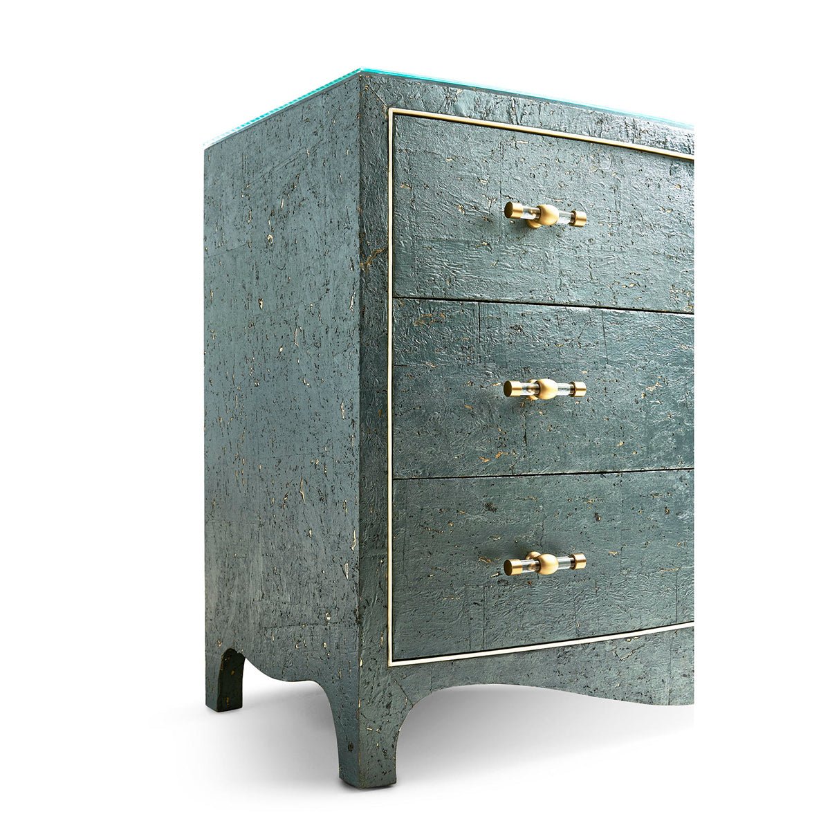 "Side detail Georgian Bow Front Bedside Chest structure."