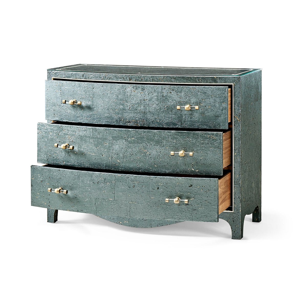 "Drawer detail Georgian Bow Front Bedside Chest open."
