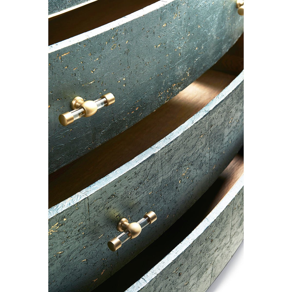 "Drawer details of Georgian Bow Front Bedside Chest."