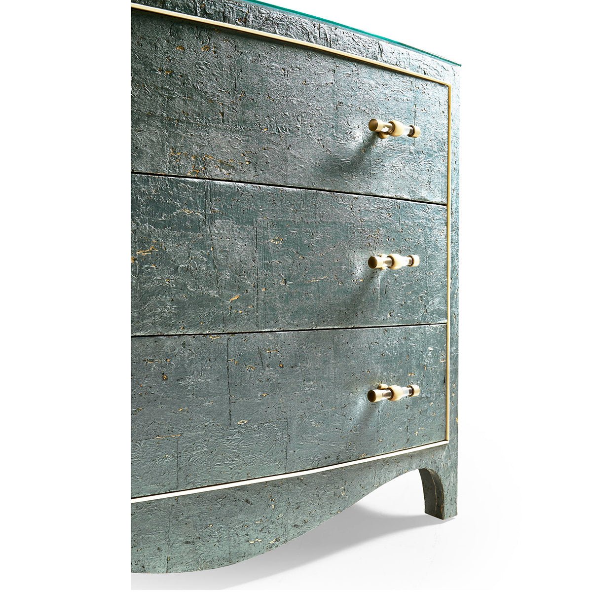 "Side view Georgian Bow Front Bedside Chest design."