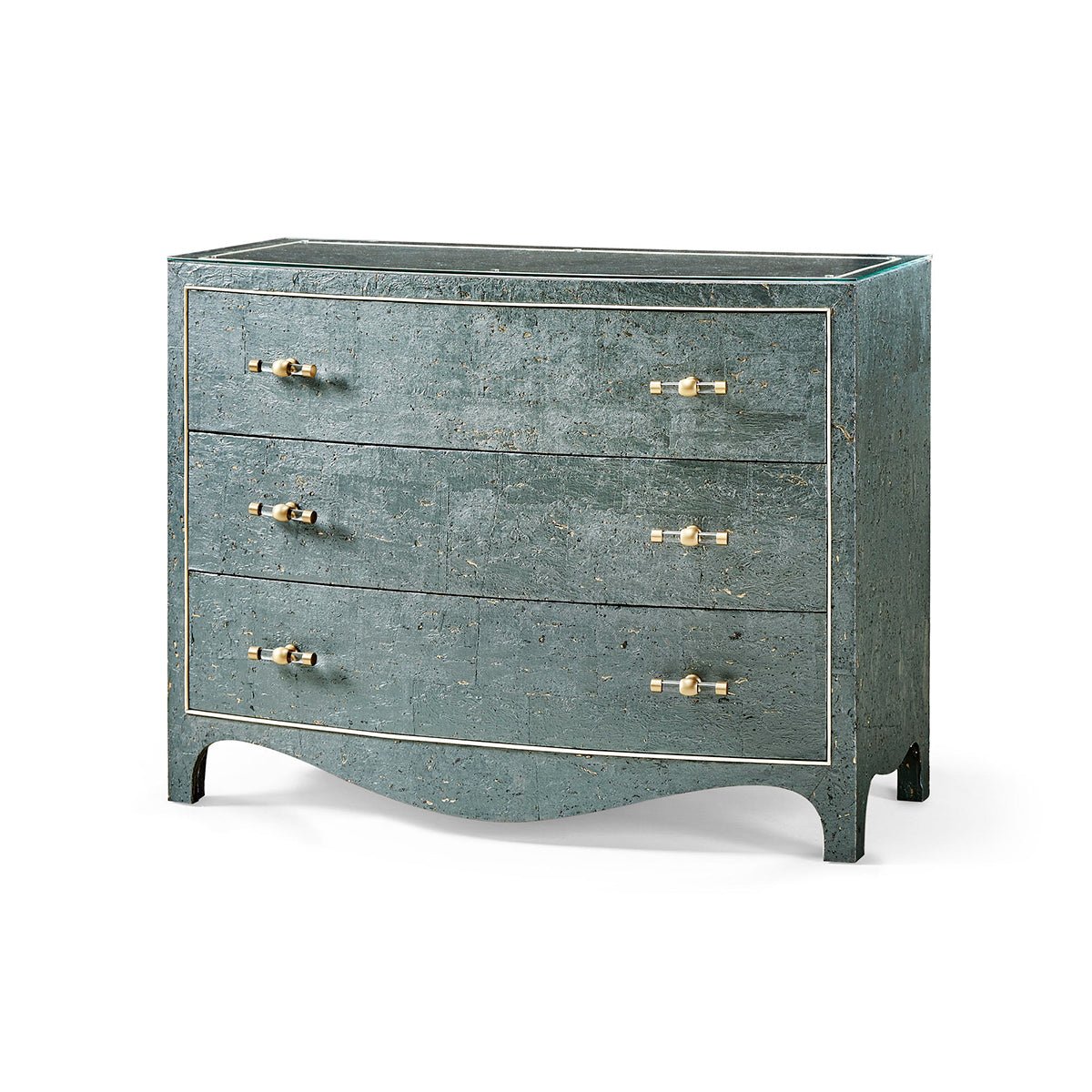 "Angled view Georgian Bow Front Bedside Chest closed."