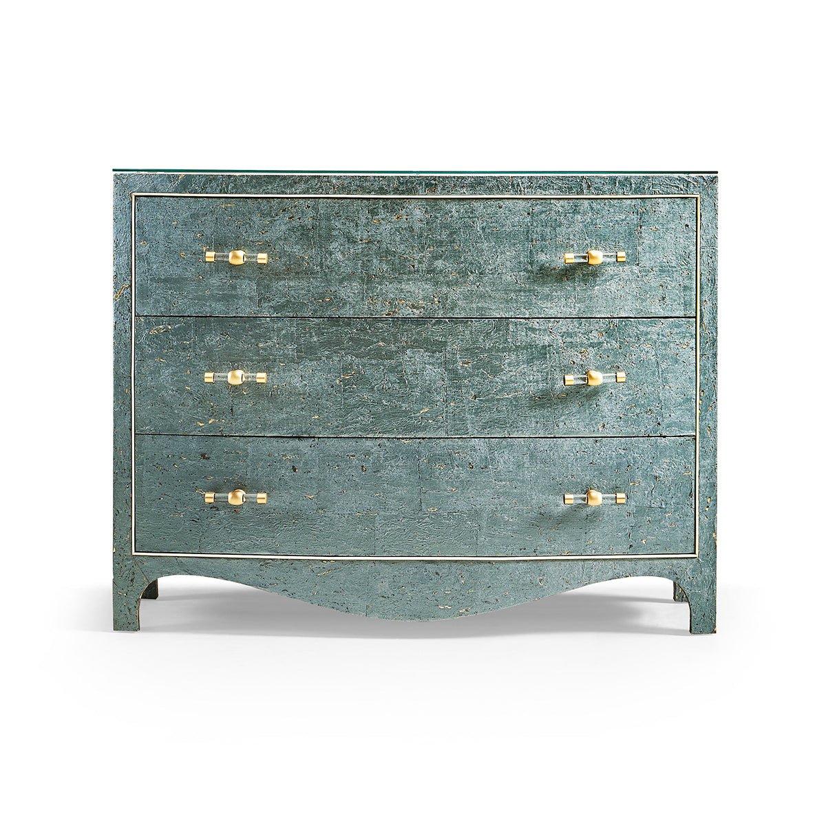 "Front view Georgian Bow Front Bedside Chest closed."