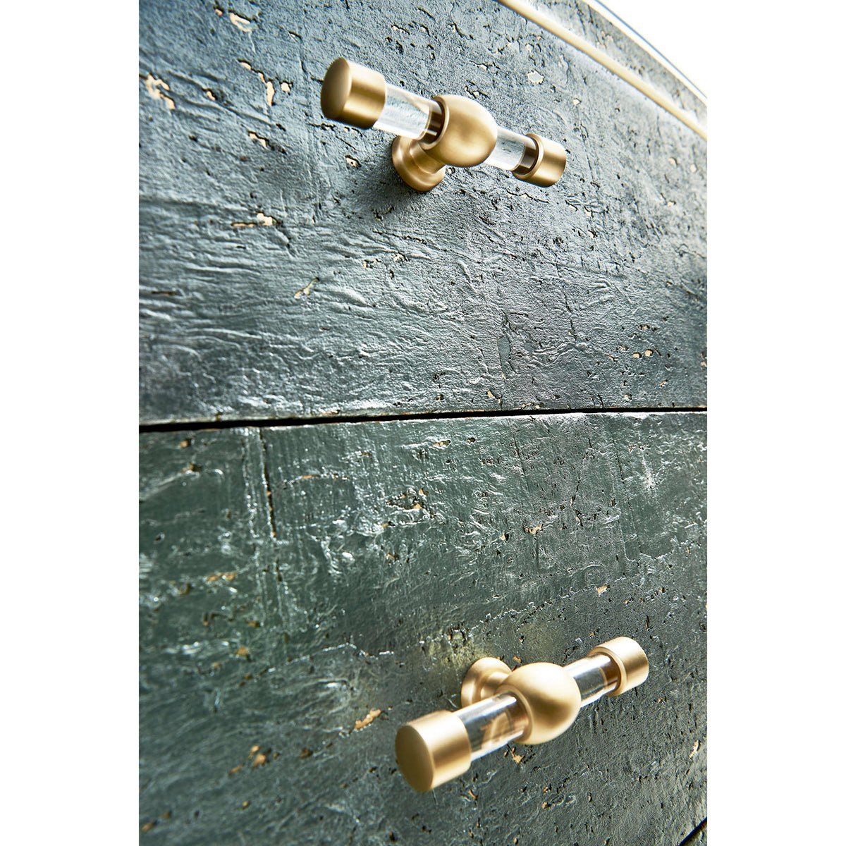 "Handle close-up on Georgian Bow Front Bedside Chest."