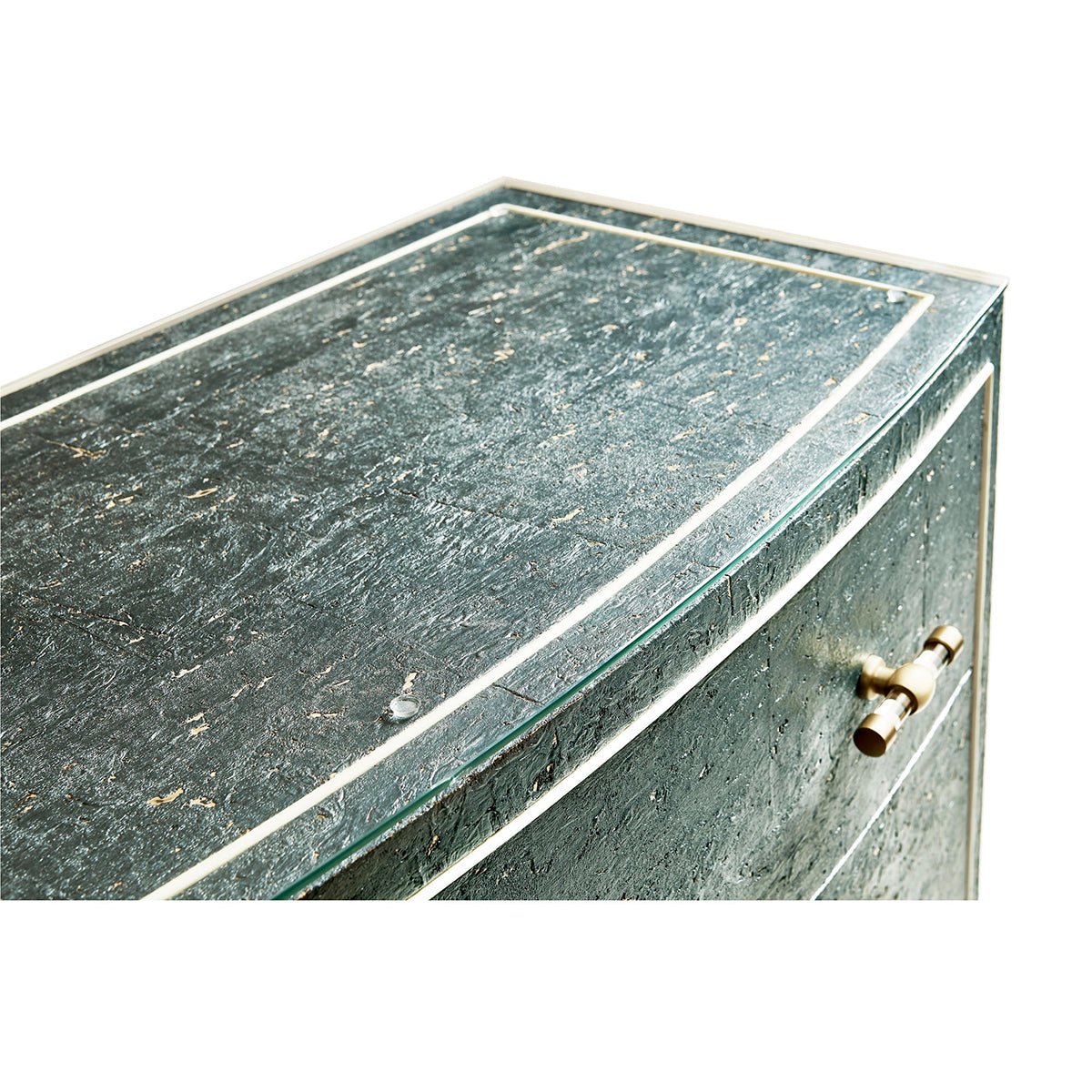 "Top edge Georgian Bow Front Bedside Chest corner."
