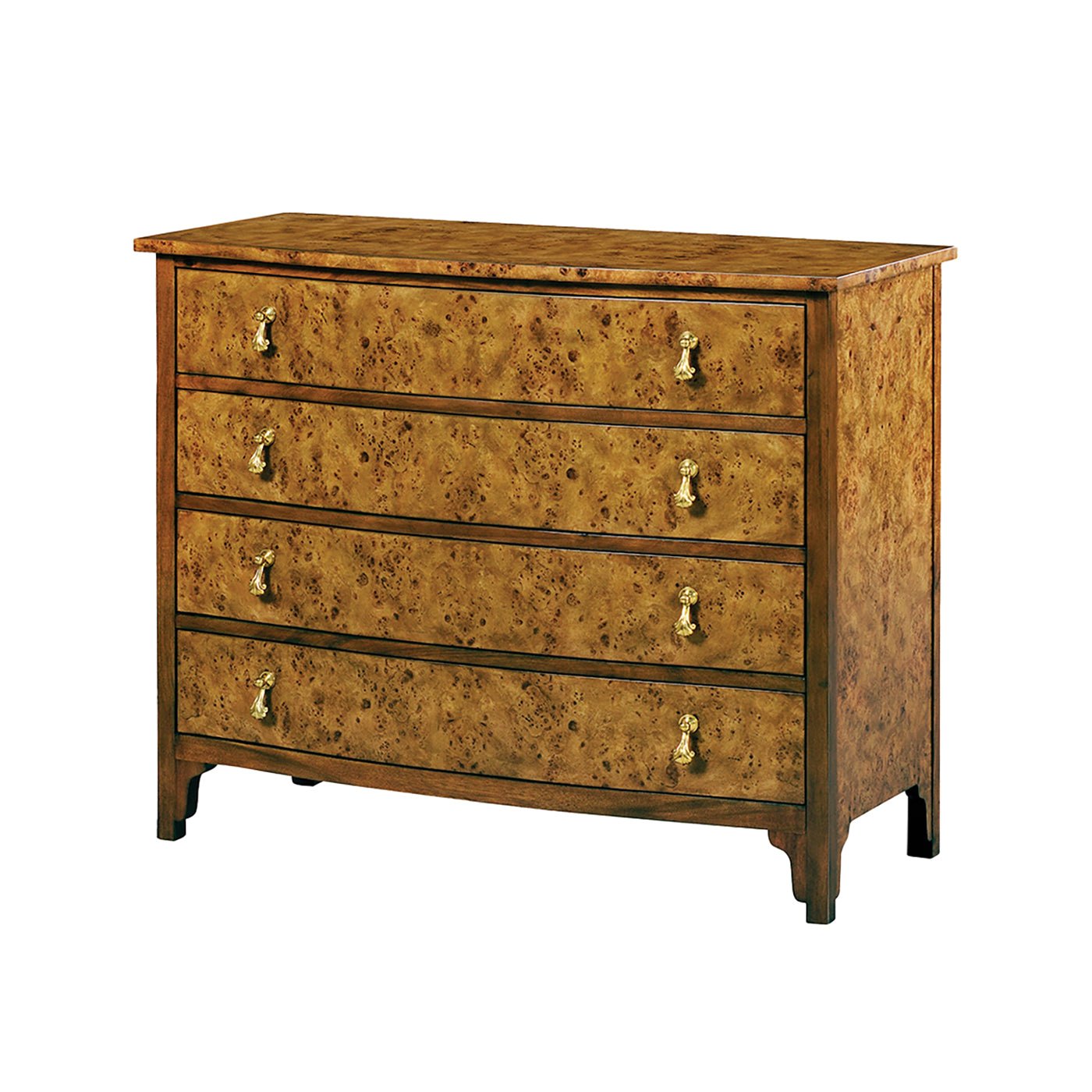 Front view of closed Georgian bowfront dresser.