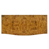 Top view of decorative burl chest design.
