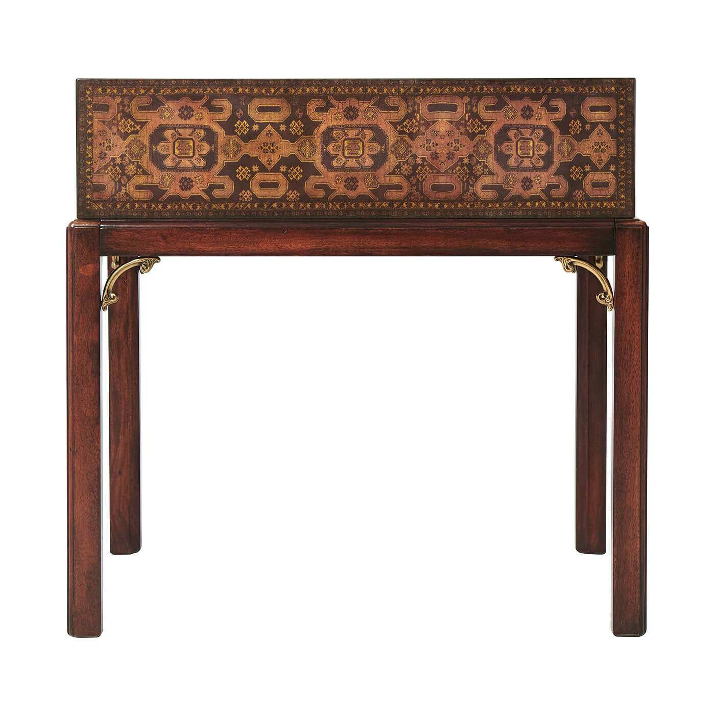 Back view of Georgian decoupage end table structure.