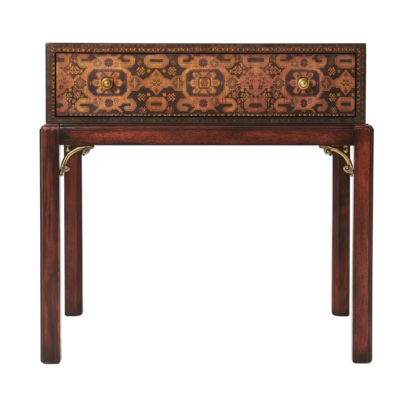 Front view of Georgian decoupage end table design.