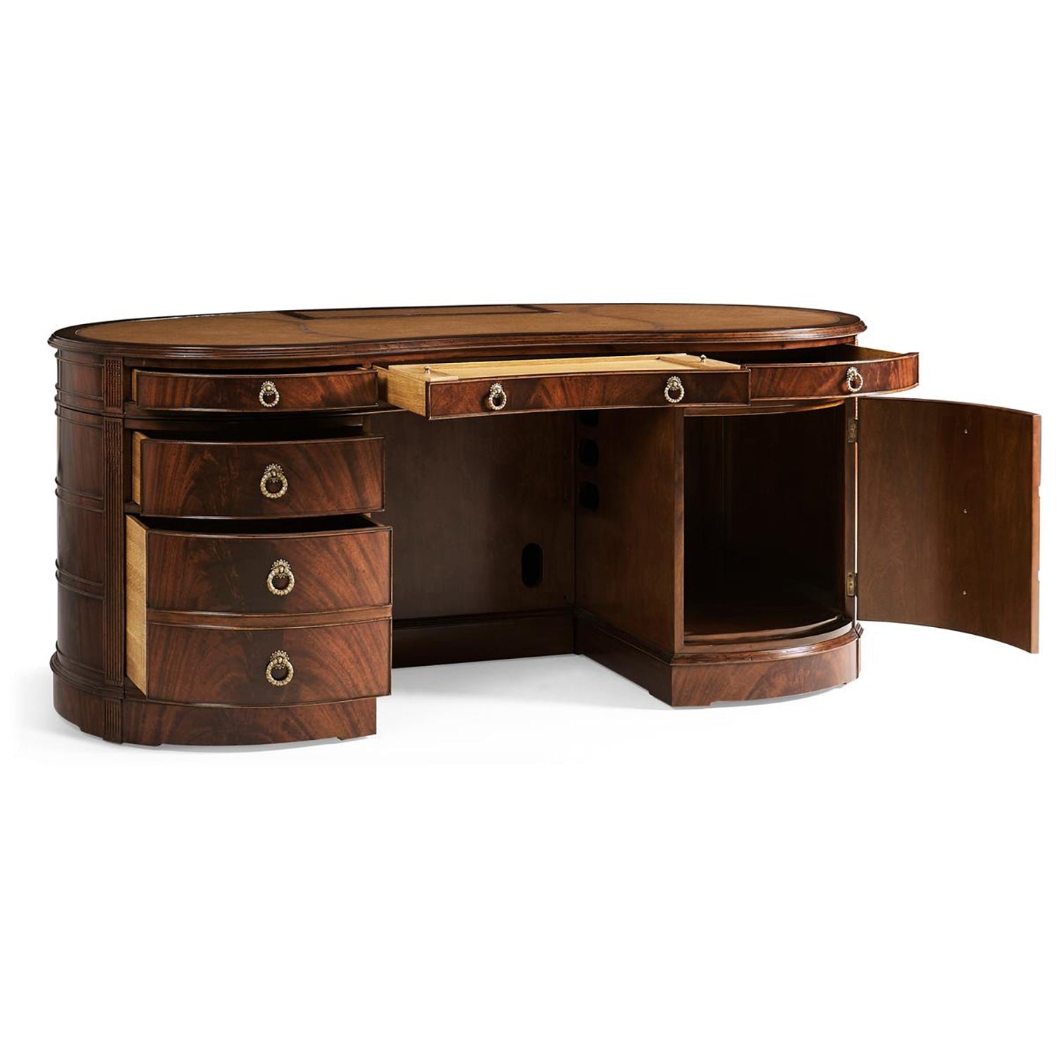 Desk with open storage Georgian kidney-shaped executive desk.