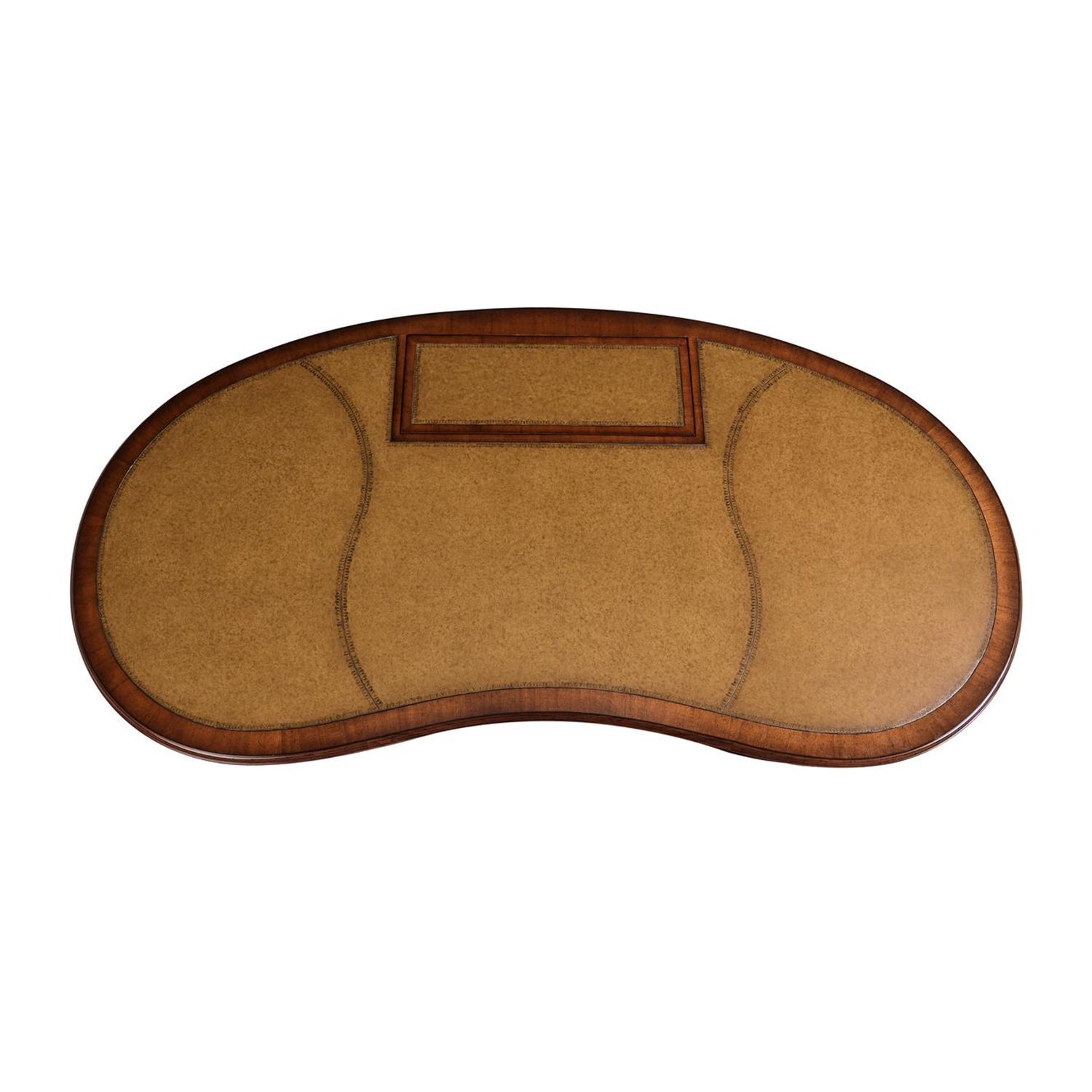 Top view of Georgian kidney-shaped executive desk surface.
