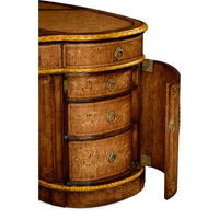 Close-up of Georgian desk left side focusing on drawers.