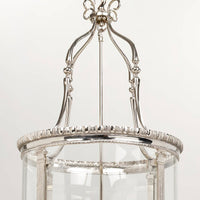 Georgian lantern, intricate metalwork, close-up, nickel frame