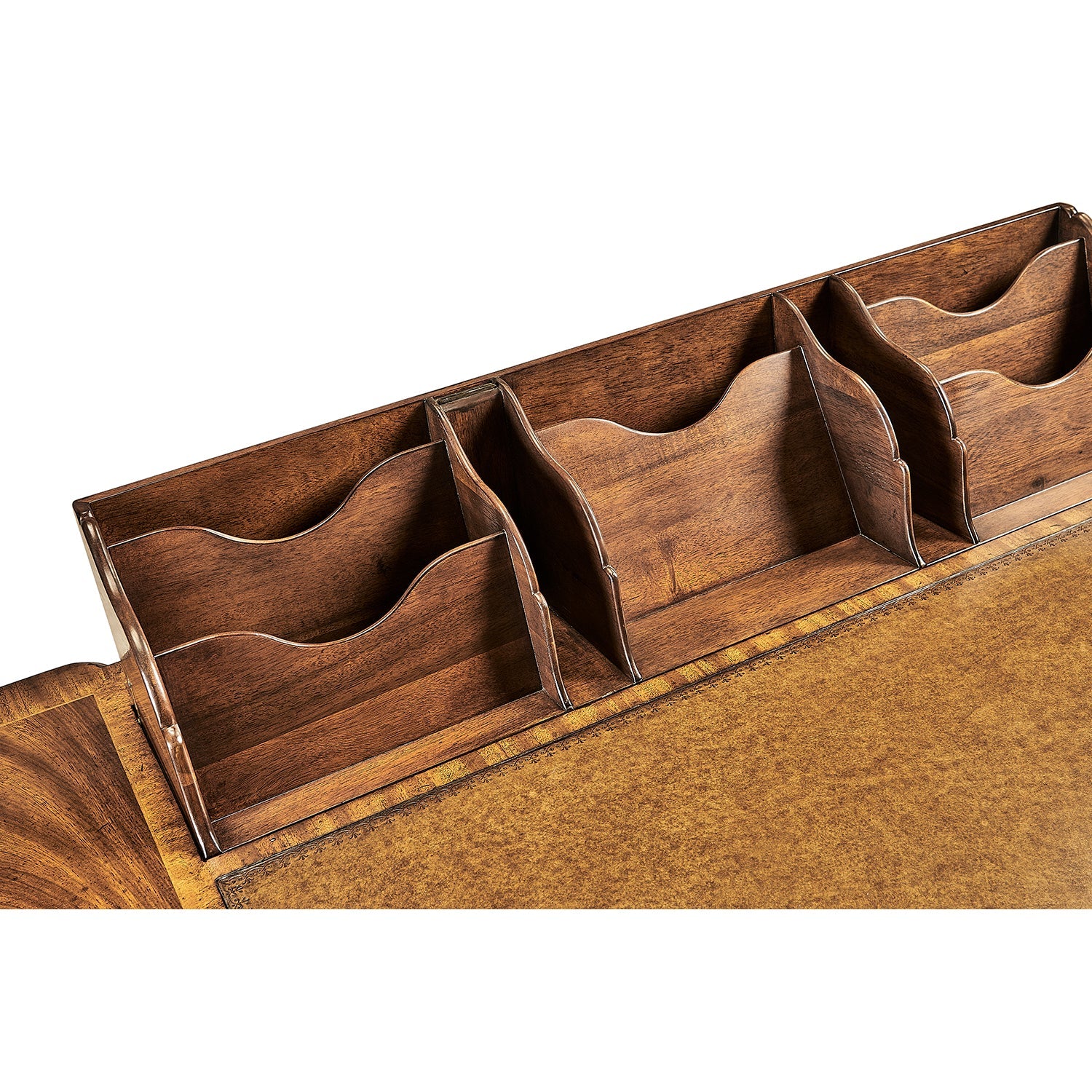 Letter organizer slots, close-up, Georgian style desk