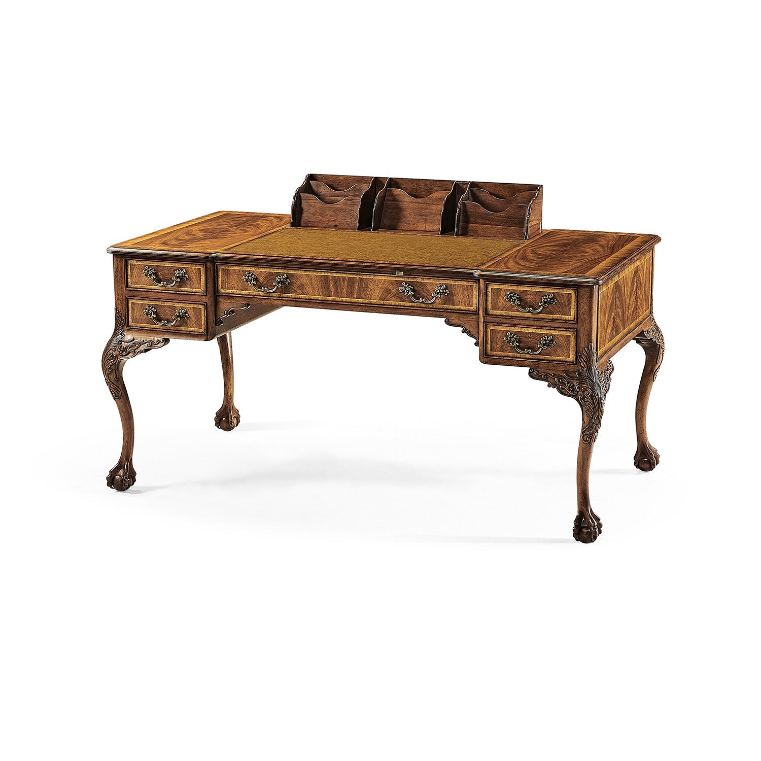 Georgian desk, raised letter organizer, side perspective