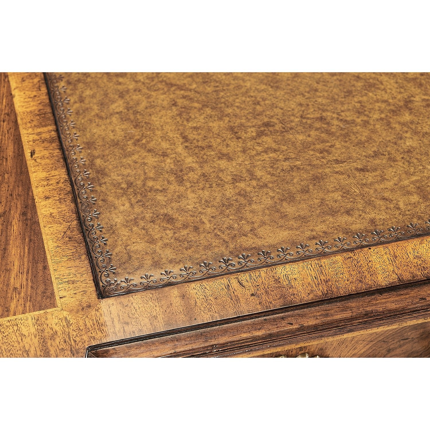 Detailed view of leather top texture, Georgian style desk