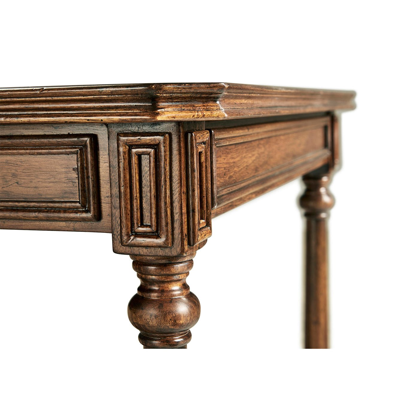 Detailed corner carving on Georgian walnut table.