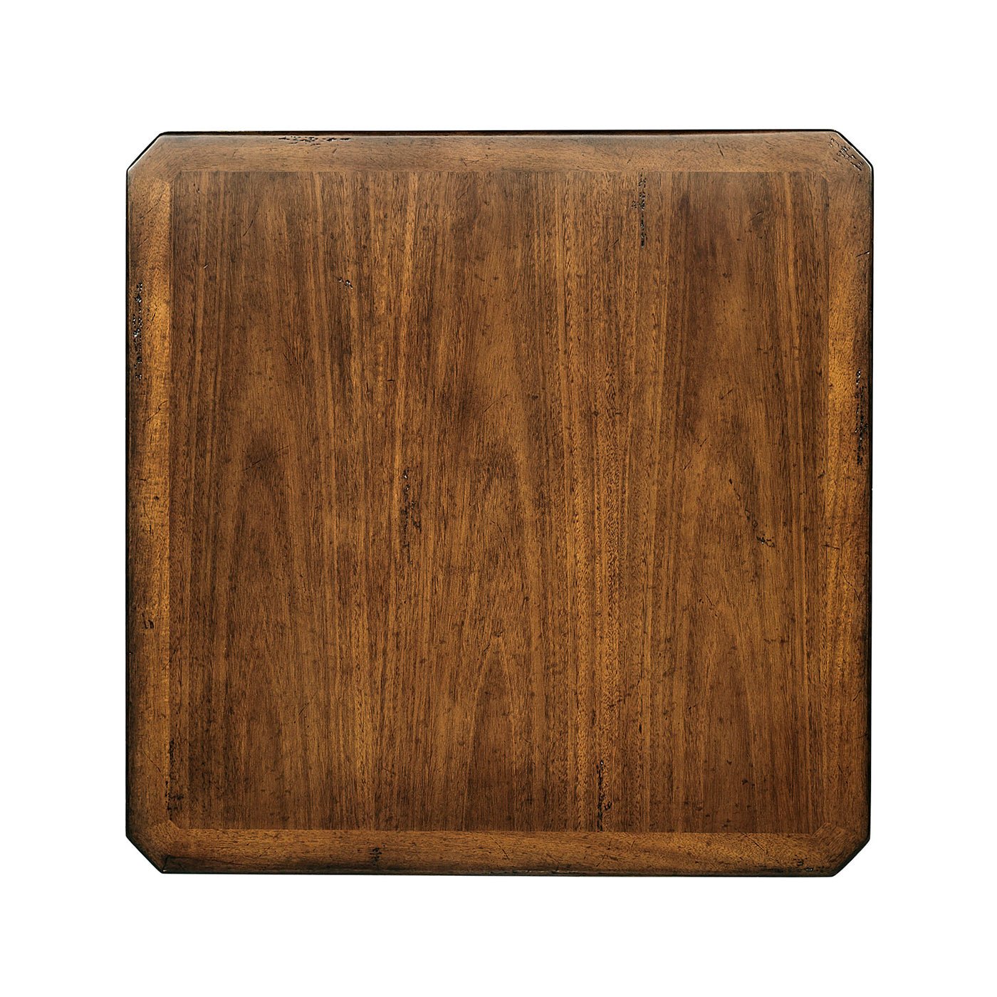 Top view of Georgian walnut table surface.