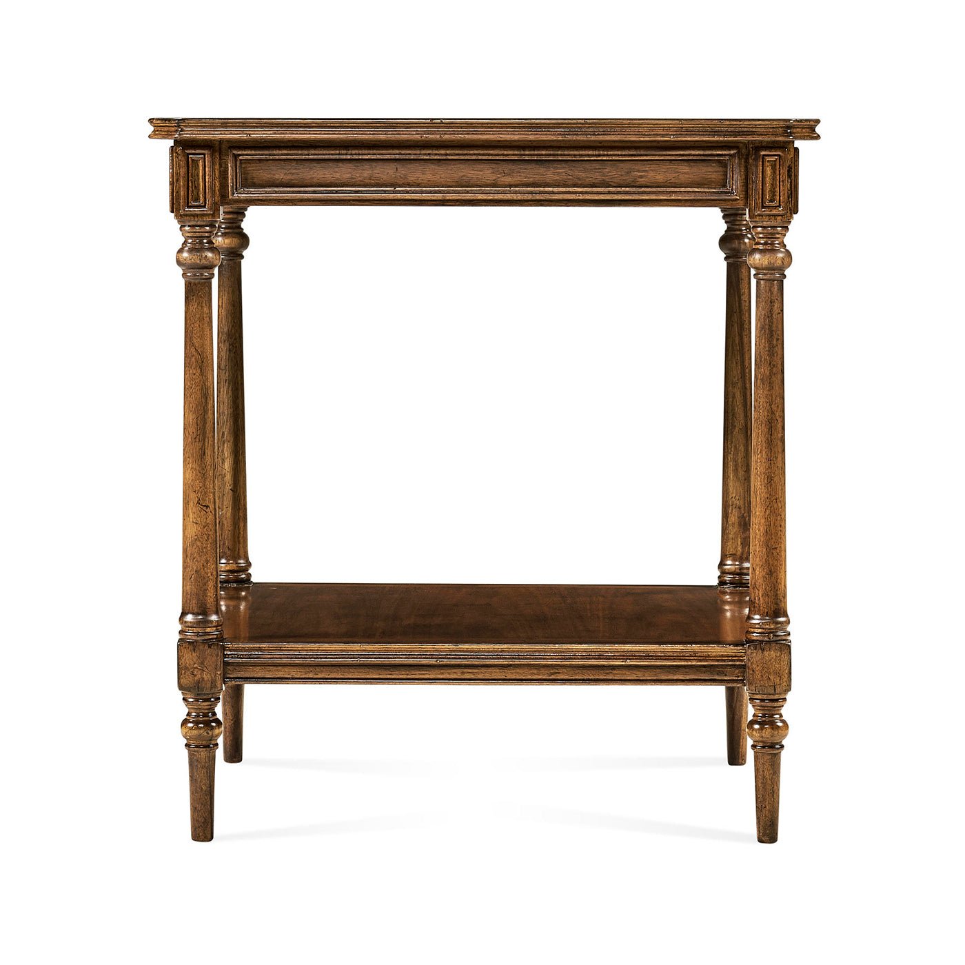 Front view of Georgian walnut side table.
