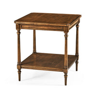 Georgian walnut side table three-quarter view.