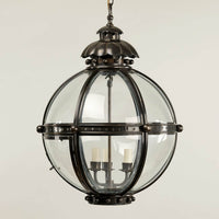 Small bronze globe lantern, clear glass panels.