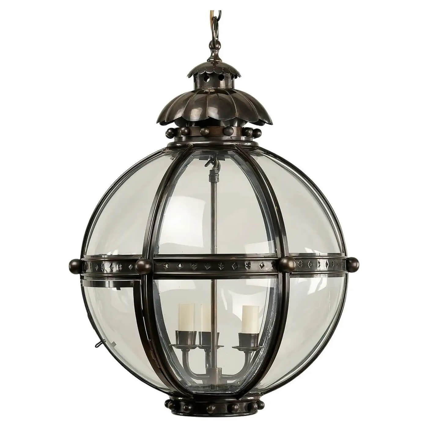 Bronze globe lantern, full view, small size.
