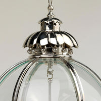 Top detail of globe lantern, nickel finish.