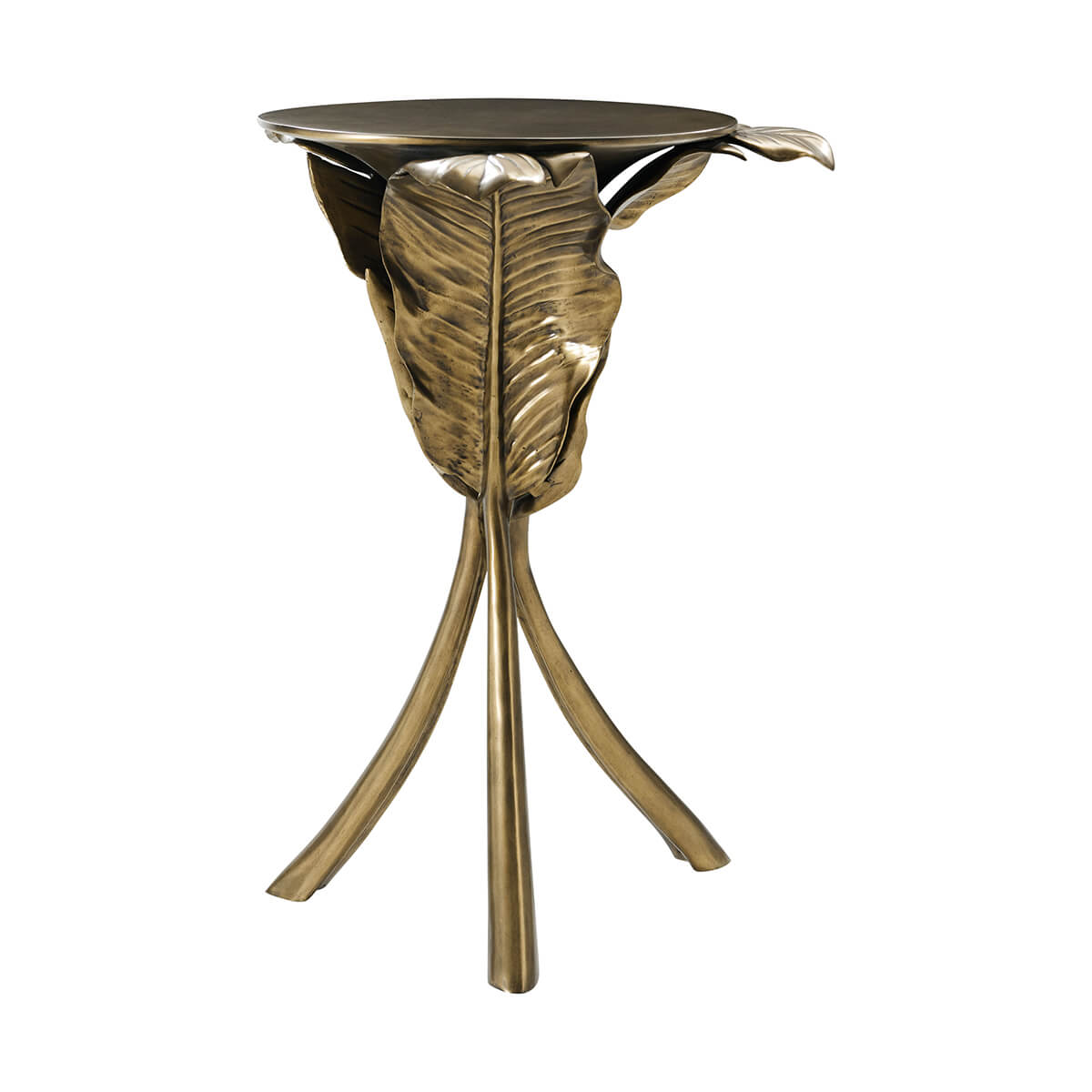 Elegant Gold Palmetto table with detailed leaf motif.