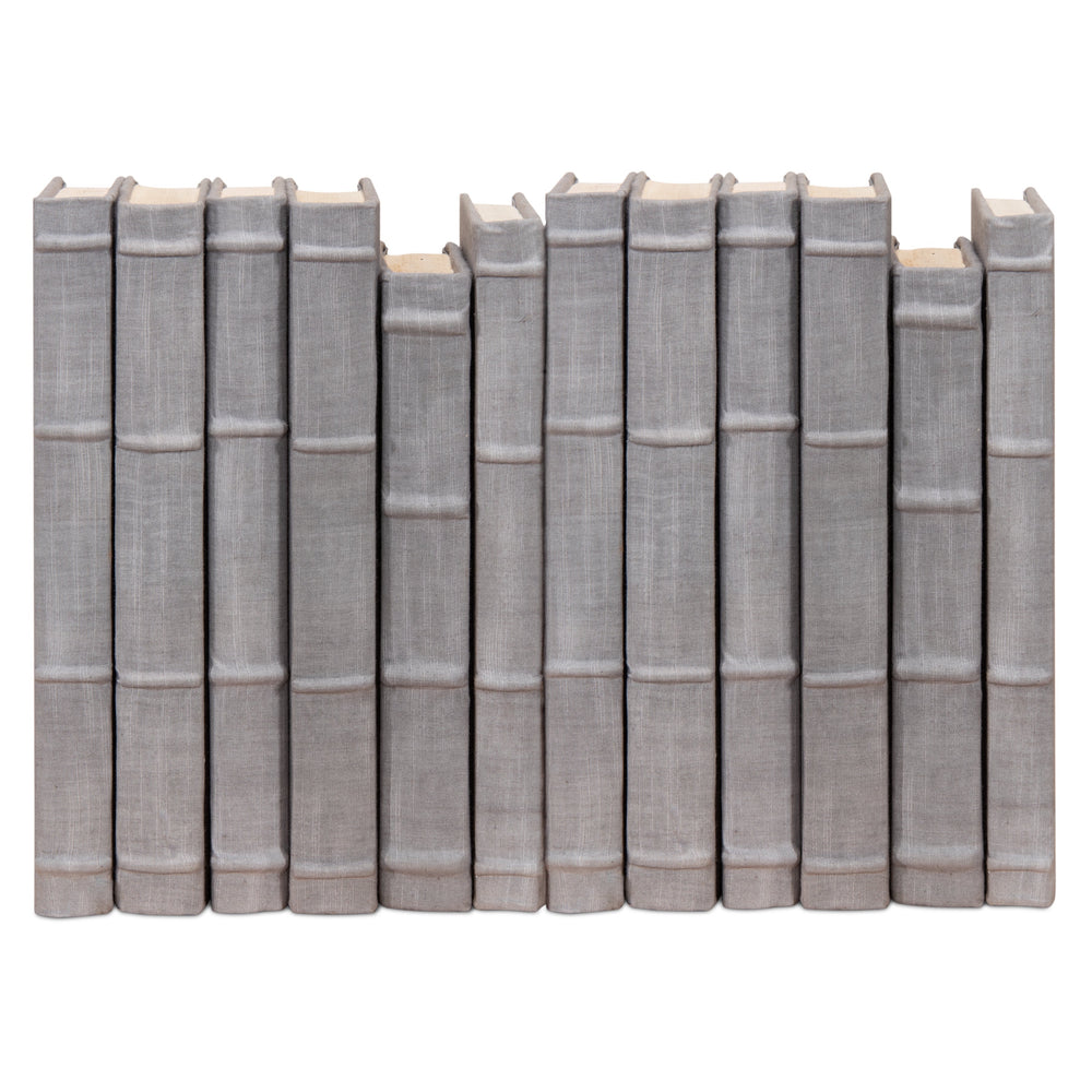 Gray Book Set of 12 in Linen, Raised Spine Bands