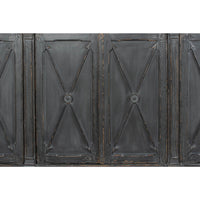 Door panel details of gray French Directoire buffet.