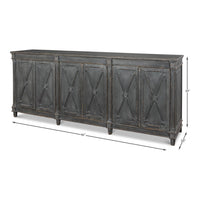 Dimensions of gray French Directoire buffet sideboards.