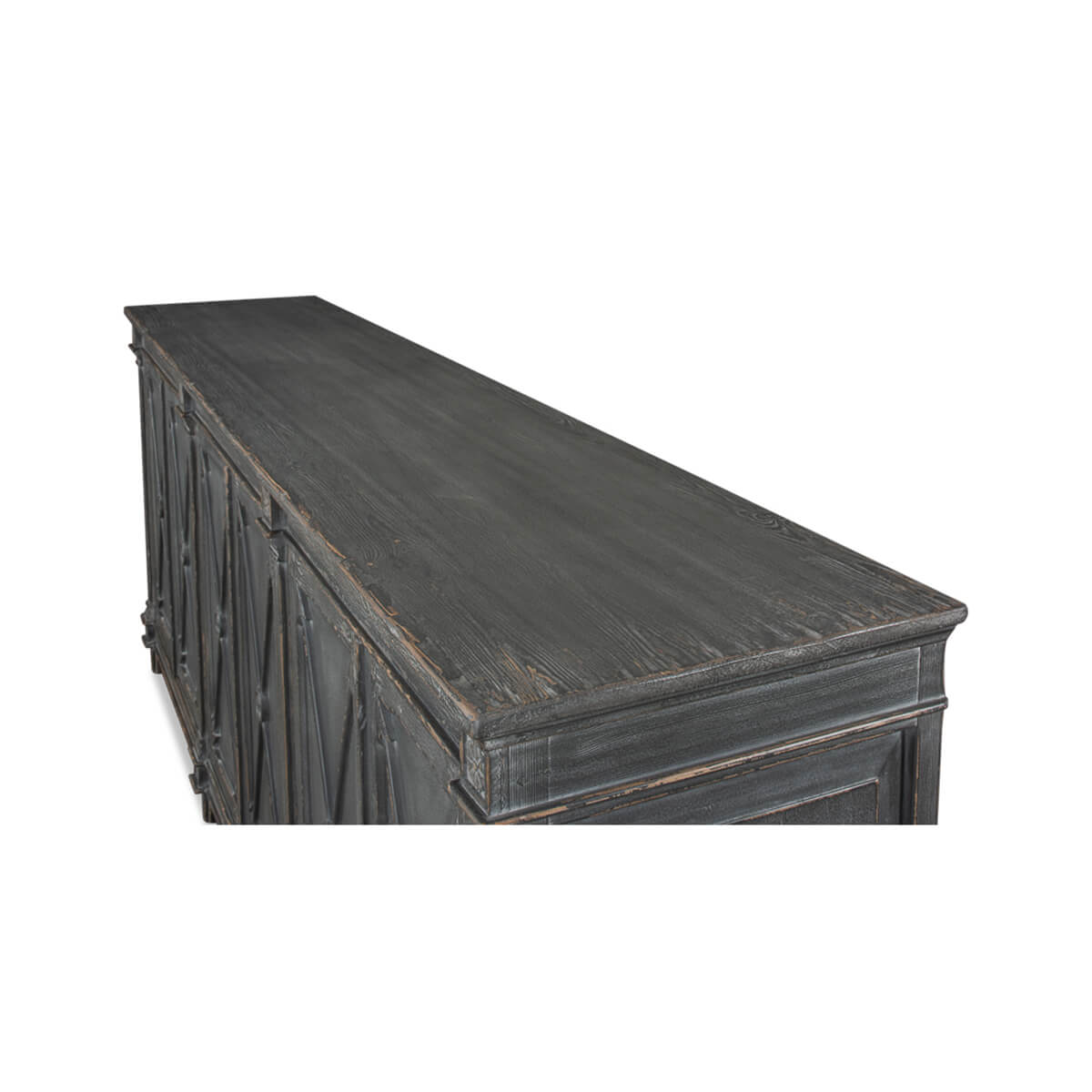 Top surface of gray French Directoire buffet sideboards.