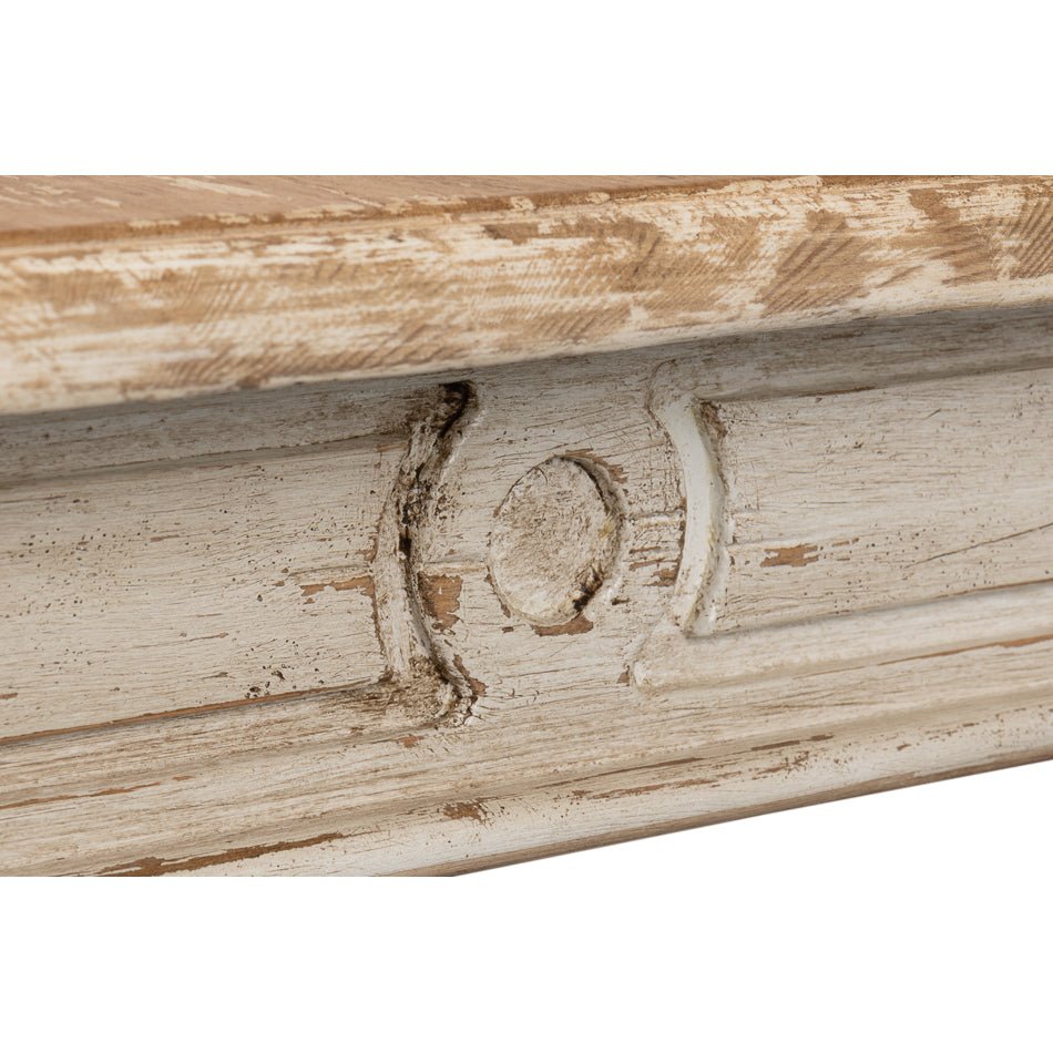 Carving detail on French Provincial table edge