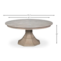 Dimension drawing for Gray Oak Expanding Jupe Dining Table - 85 1/2