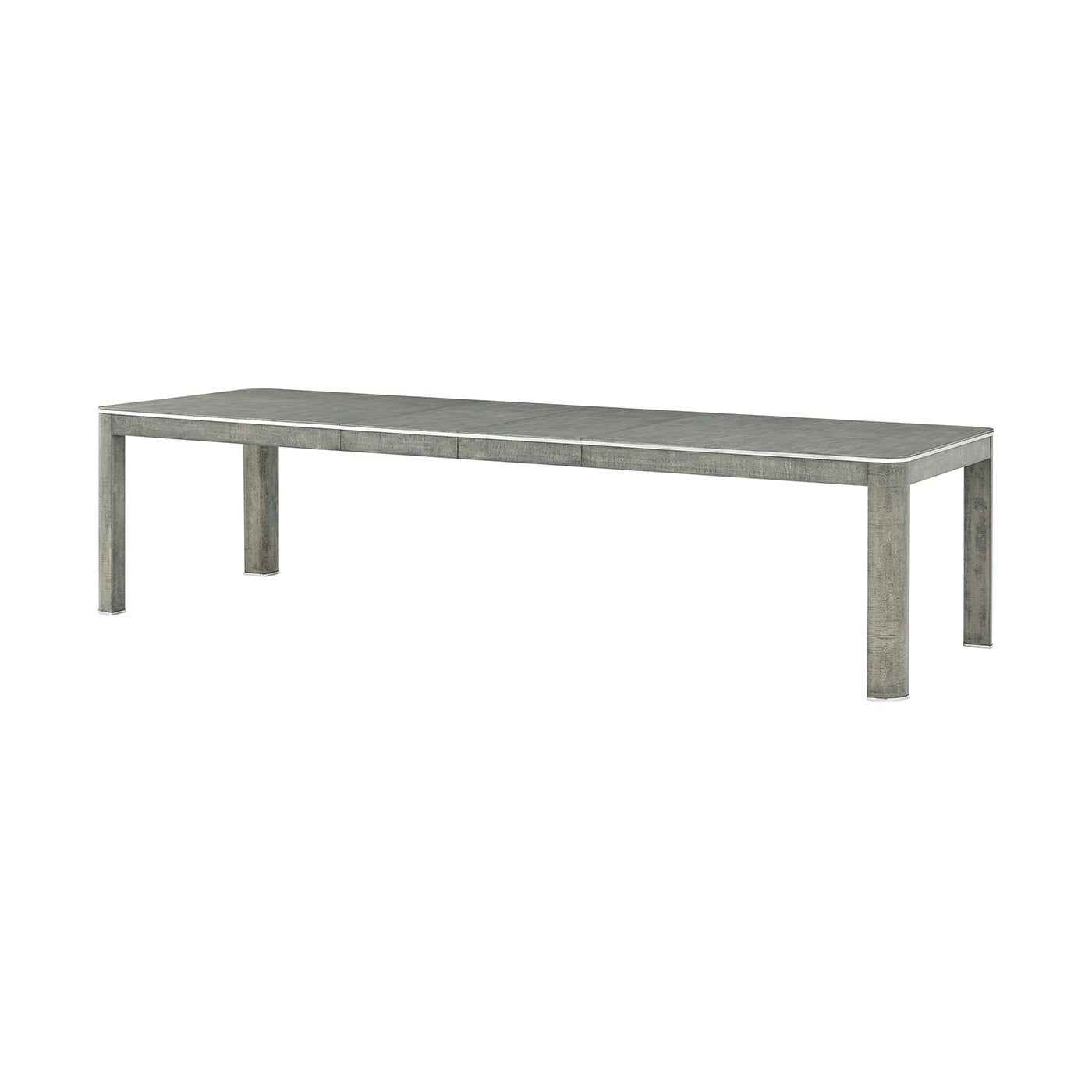 Long view of grey extending dining table.