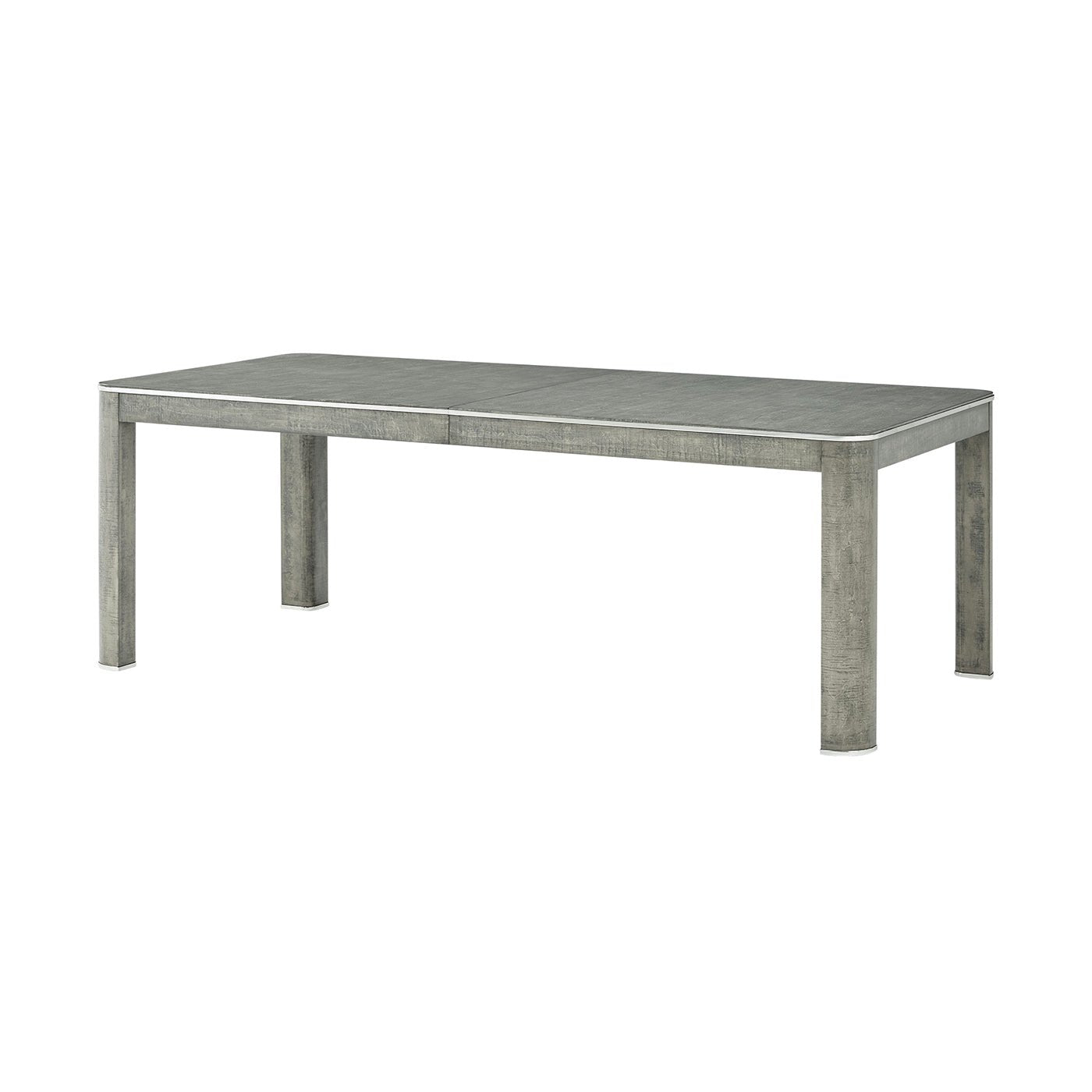 Grey extending dining table, angled front view.