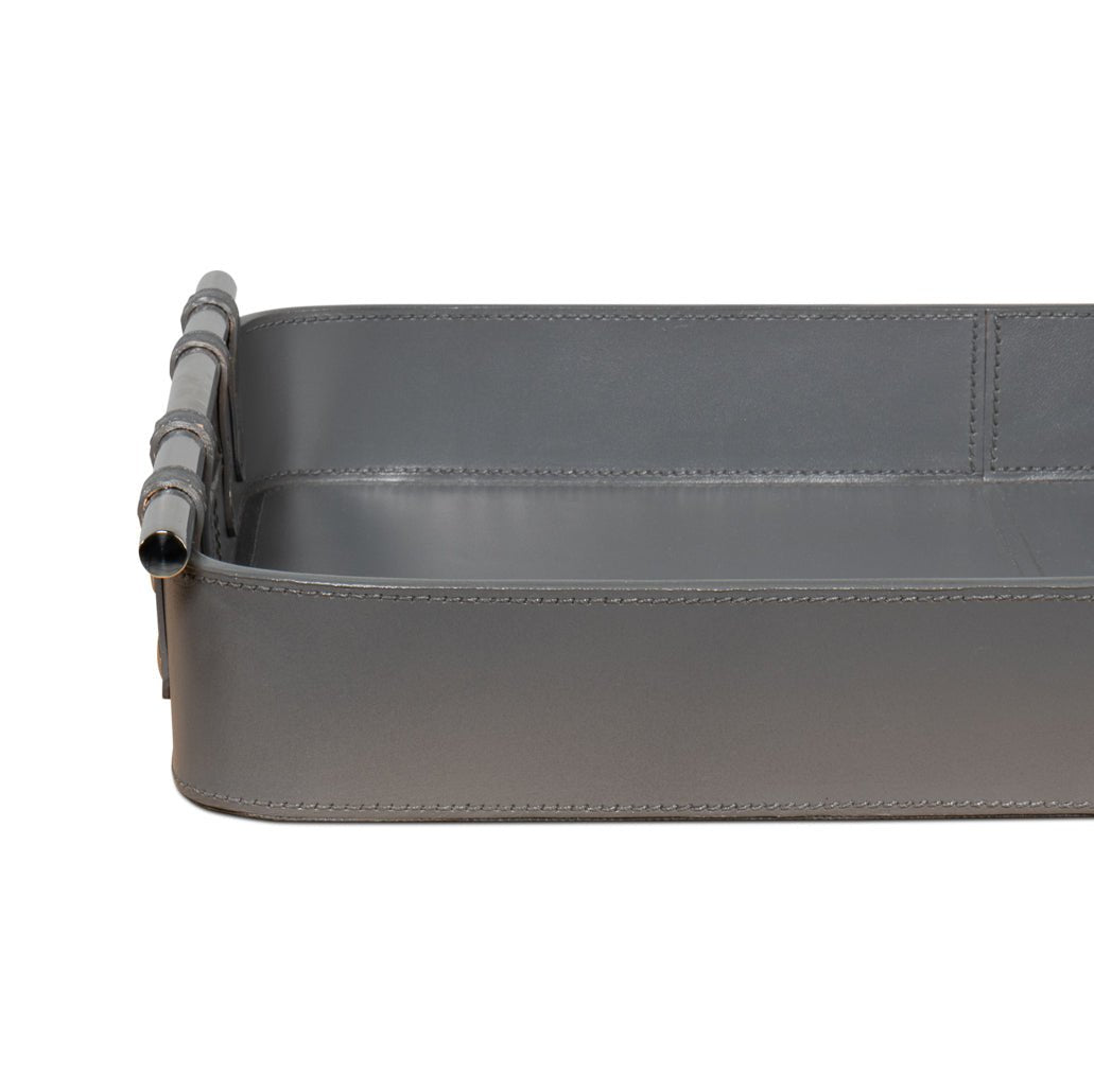 Grey Leather Tray - English Georgian America
