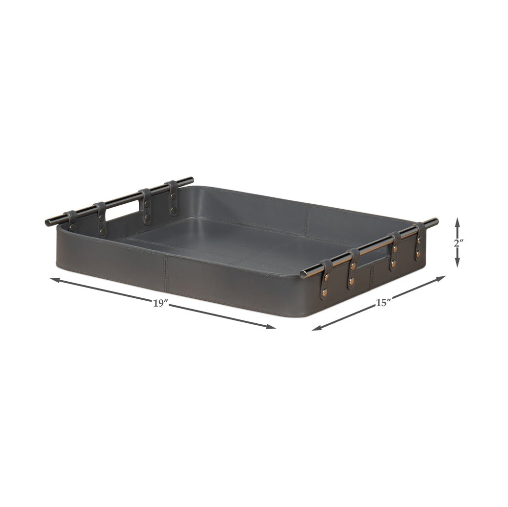 Grey Leather Tray - English Georgian America