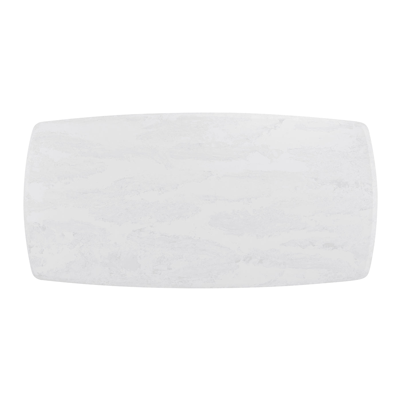 Top view of rectangular quartz dining table surface detail.