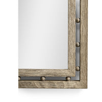 Bottom corner detail of greyed oak mirror