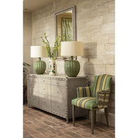 Greyed oak mirror styled in a living room