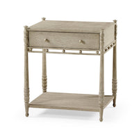 Greyed Oak Rustic Bedside Table - English Georgian America