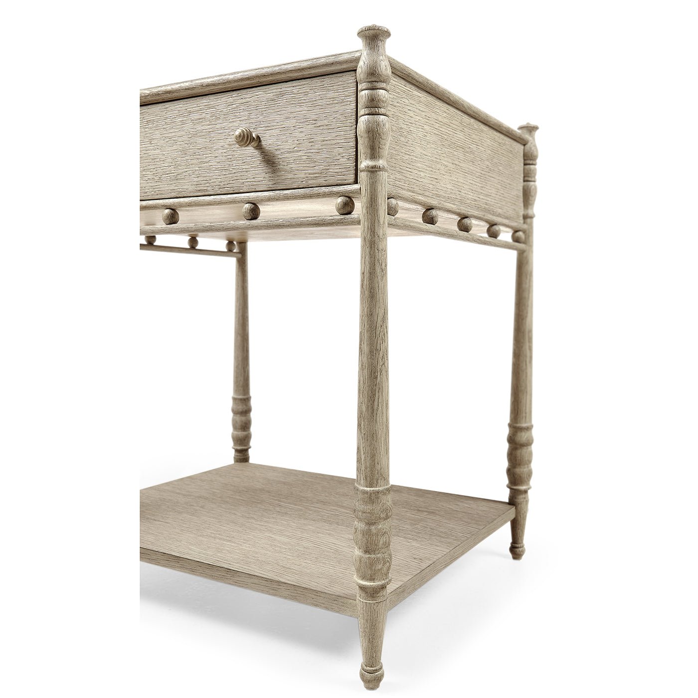 Greyed Oak Rustic Bedside Table - English Georgian America