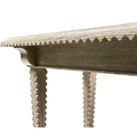 Table edge design of the rustic greyed oak end table.