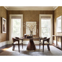 Art Deco-Inspired Dining Armchair with Ivory Leather in situ