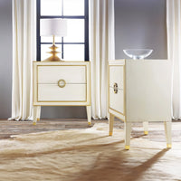 Pair of nightstands in stylish living room setting.