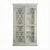 Gustavian display cabinet, empty, full front view, white background.
