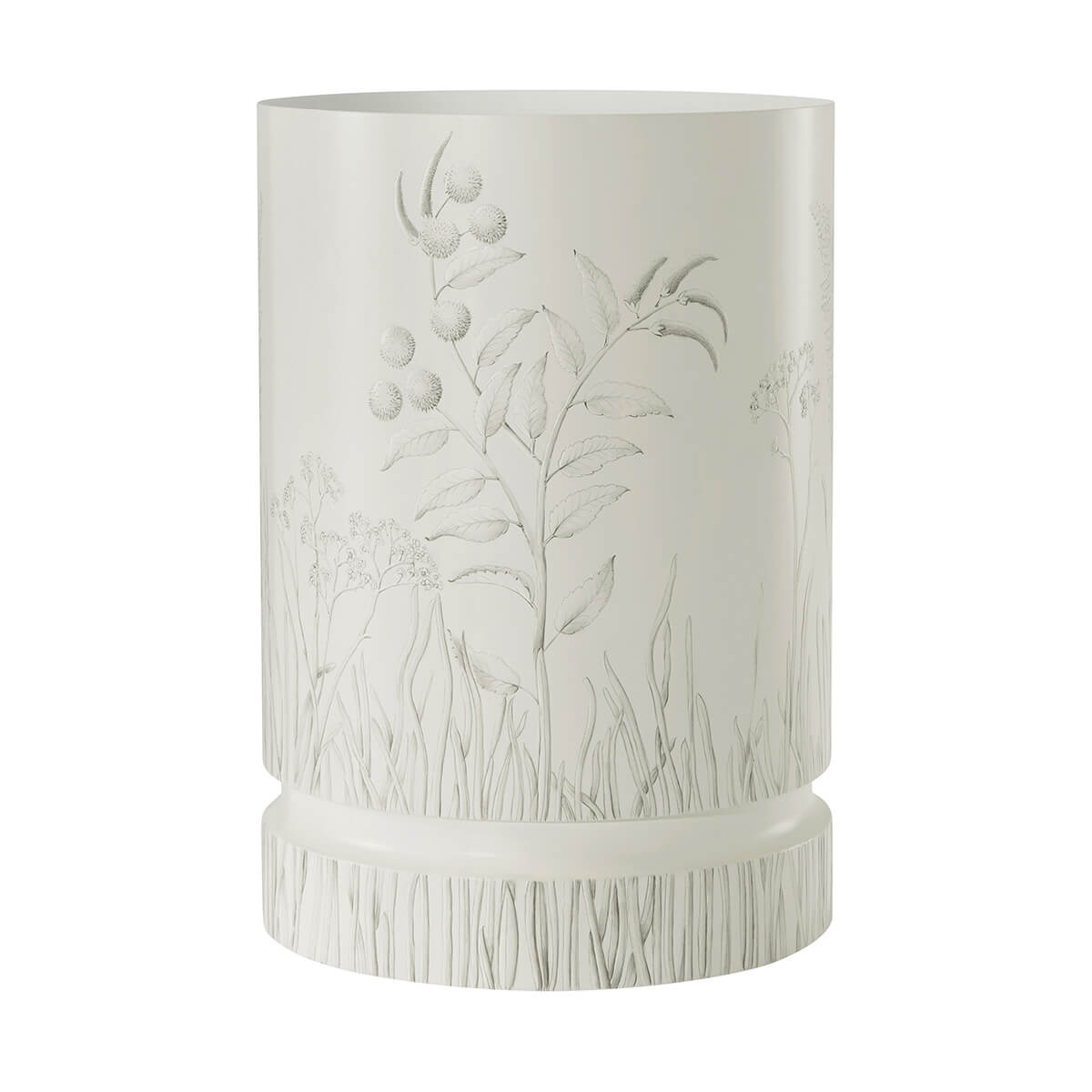 Hand painted drinks table with leafy botanical details.