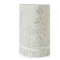 Angled view of hand painted drinks table design.