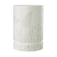 Fern design on hand painted drinks table close-up.