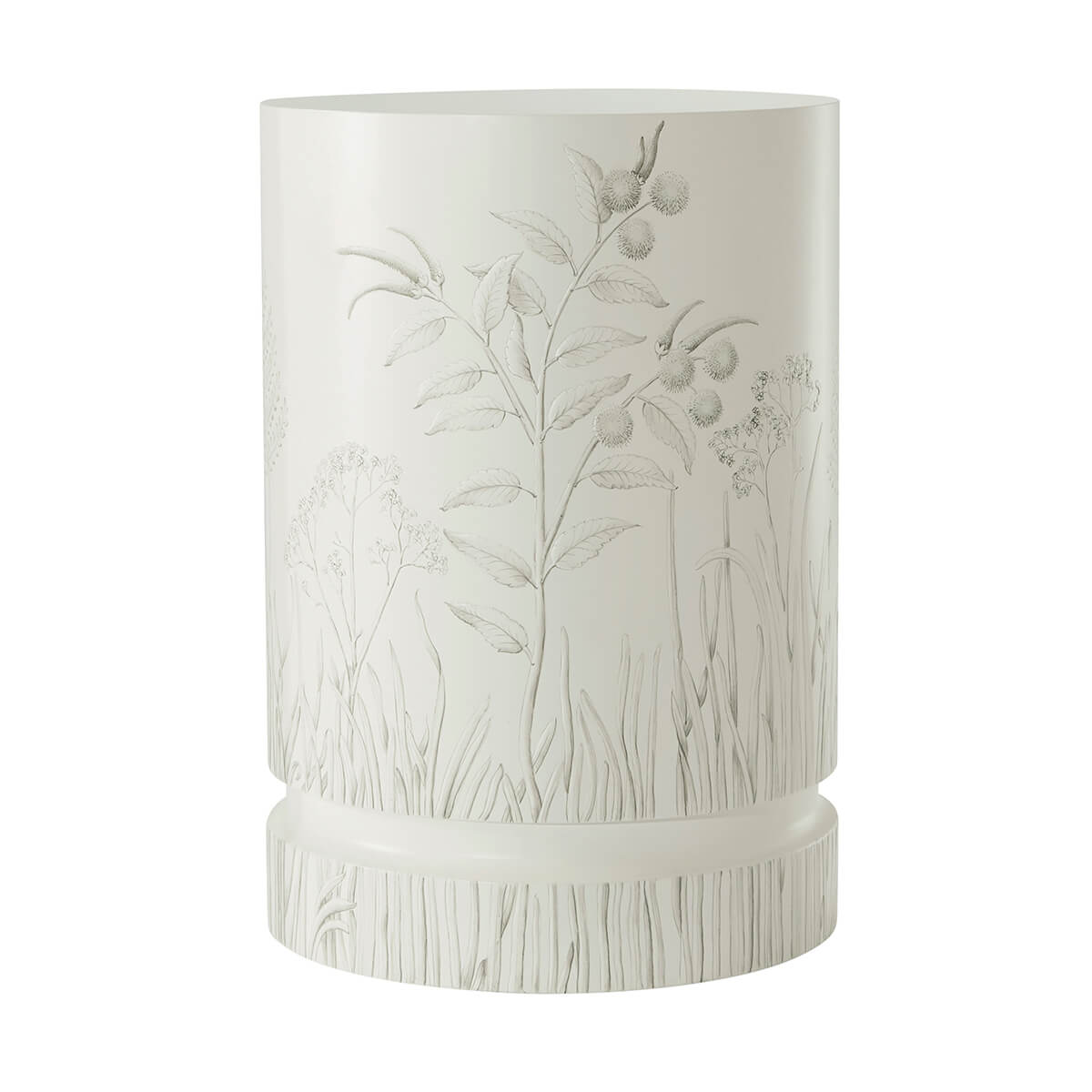 Hand painted drinks table featuring botanical design.